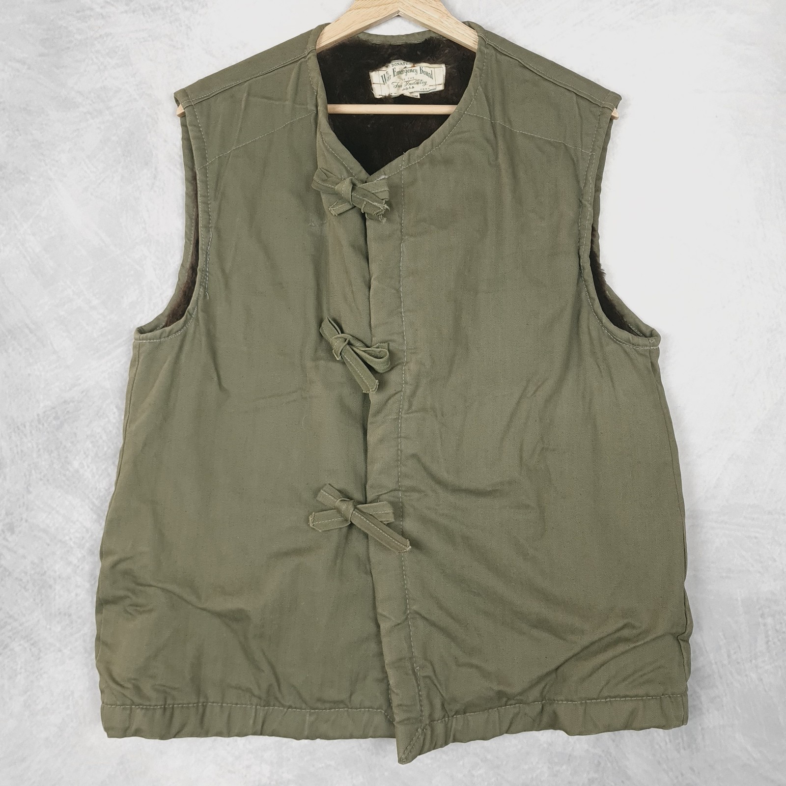 Vintage WW2 Fur Lined Vest Medium War Emergency Board Merchant Marines 40s