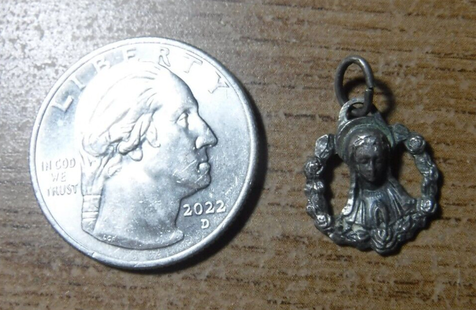 Vintage Virgin Mary Sterling Silver Petite Catholic Medal