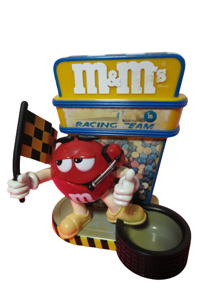 M&Ms Racing Team Candy Dispenser Nascar Racing Red M&M Plastic 9.5\