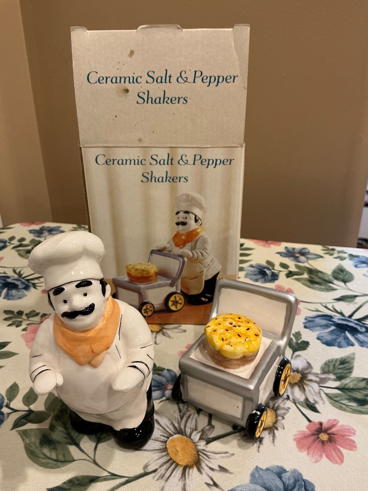 vintage ceramic chef salt and pepper shakers