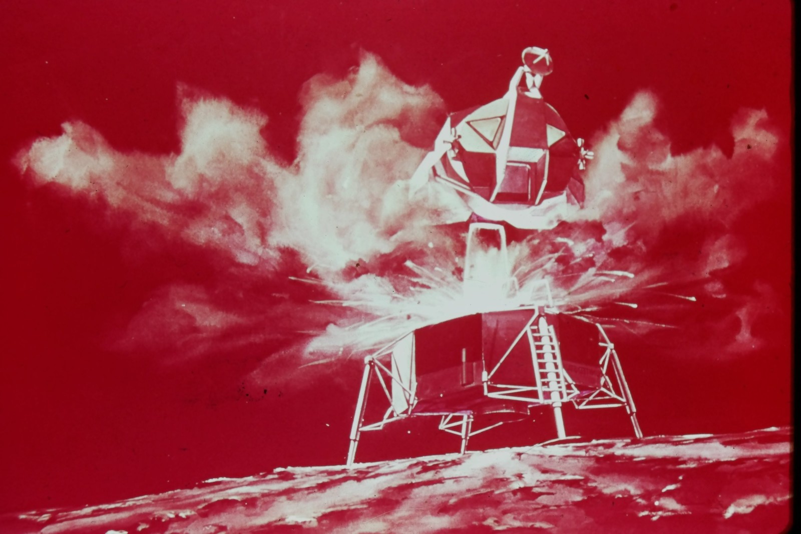 c1960's 35mm Slide Film Apollo Lunar Module Ascent Stage Liftoff Moon