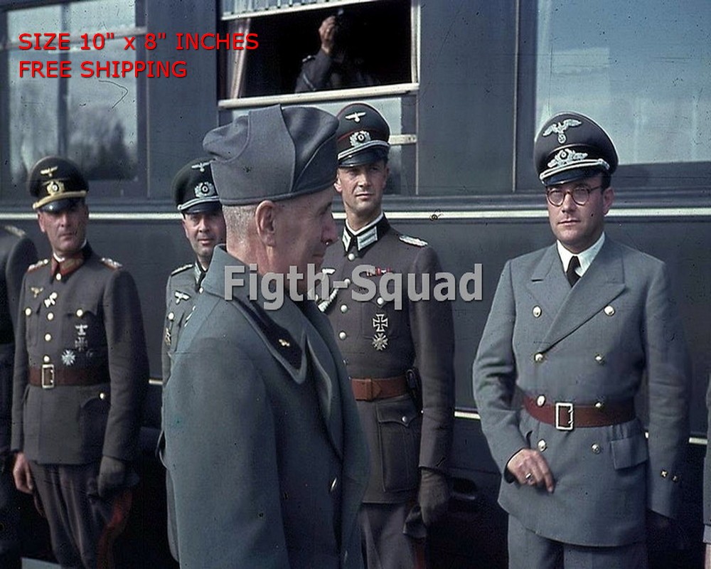 WW2 8x10 Photo Mussolini w German officials General Toussaint Oberst Heinz O8478 WW2 8x10 Photo Mussolini w German officials General Toussaint Oberst Heinz O8478