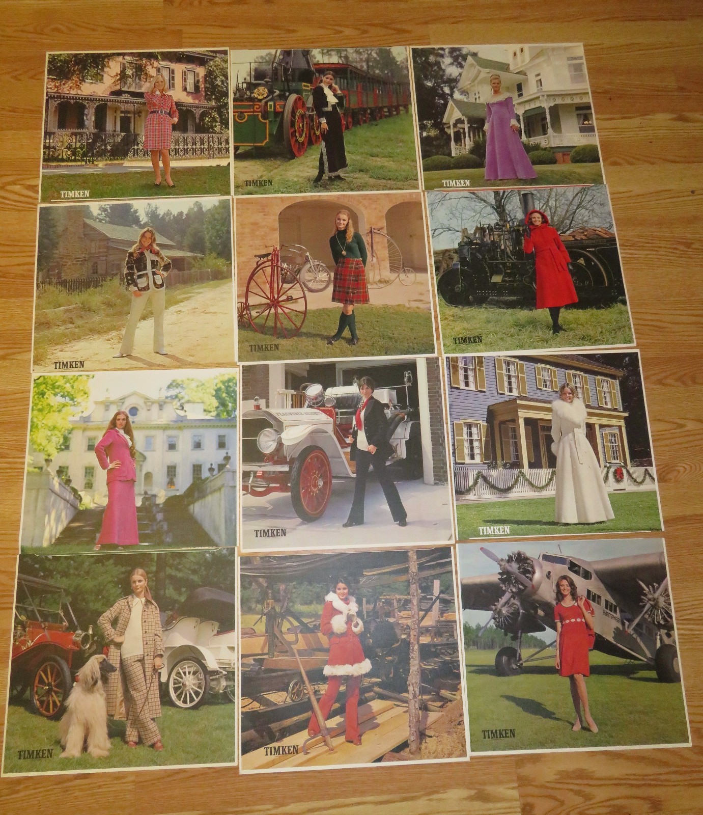 Vintage Timken Bearings Advertising Calendar Models MCM lot of 12 Poster Prints