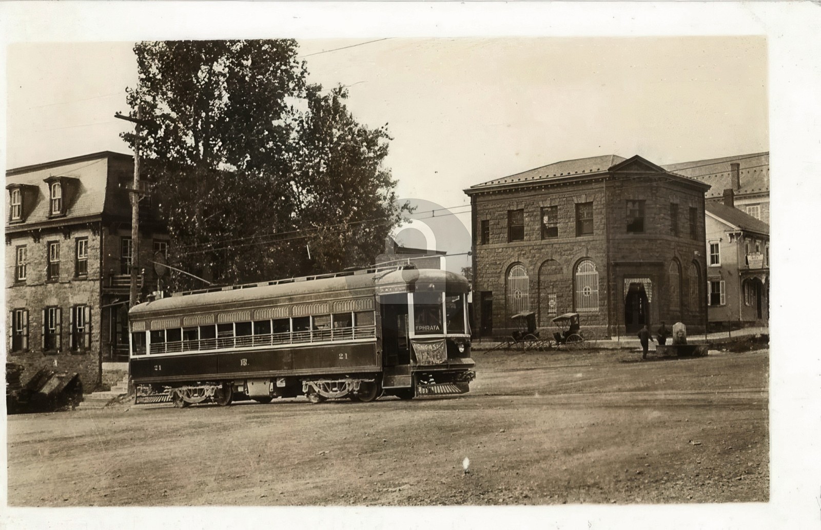 Ephrata & Lancaster Trolley Co. Square Schafferstown PA RPPC Photo Postcard COPY