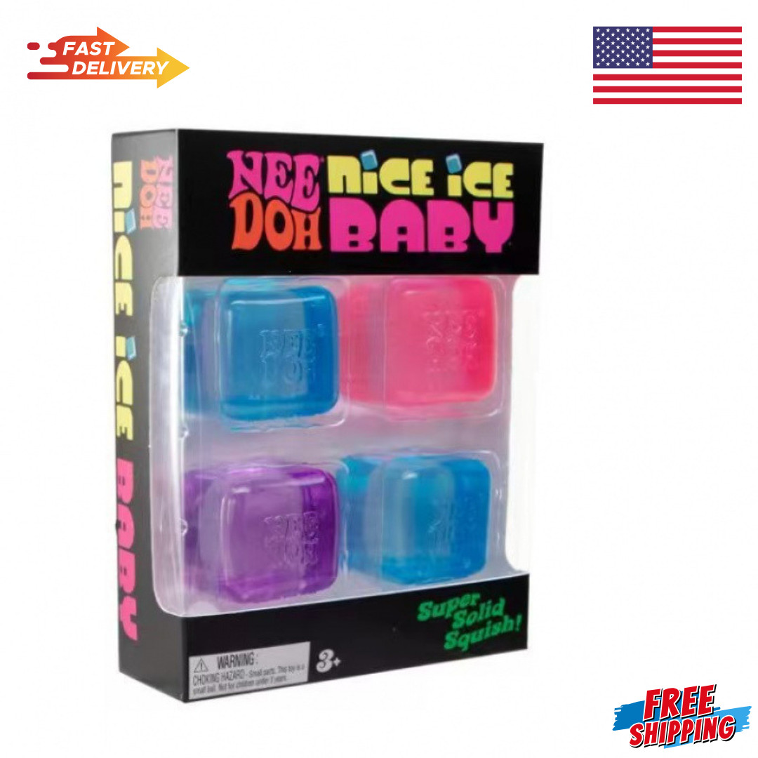 NeeDoh Nice Ice Baby 4-Pack Mini Cubes Squishy Fidget Stress Toy