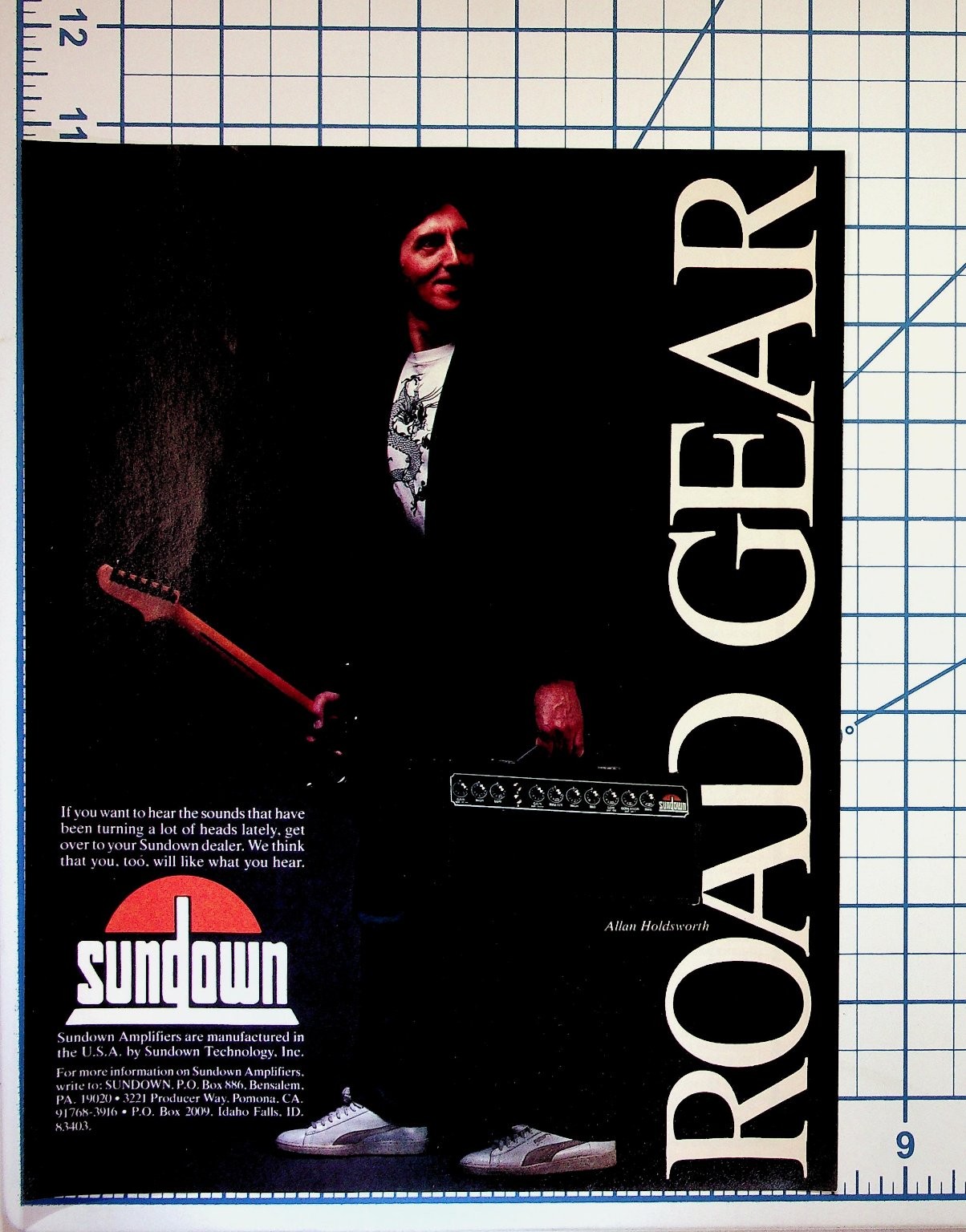 Allan Holdsworth Sundown Amplifiers Vintage 80s Magazine Ad Guitar Gear