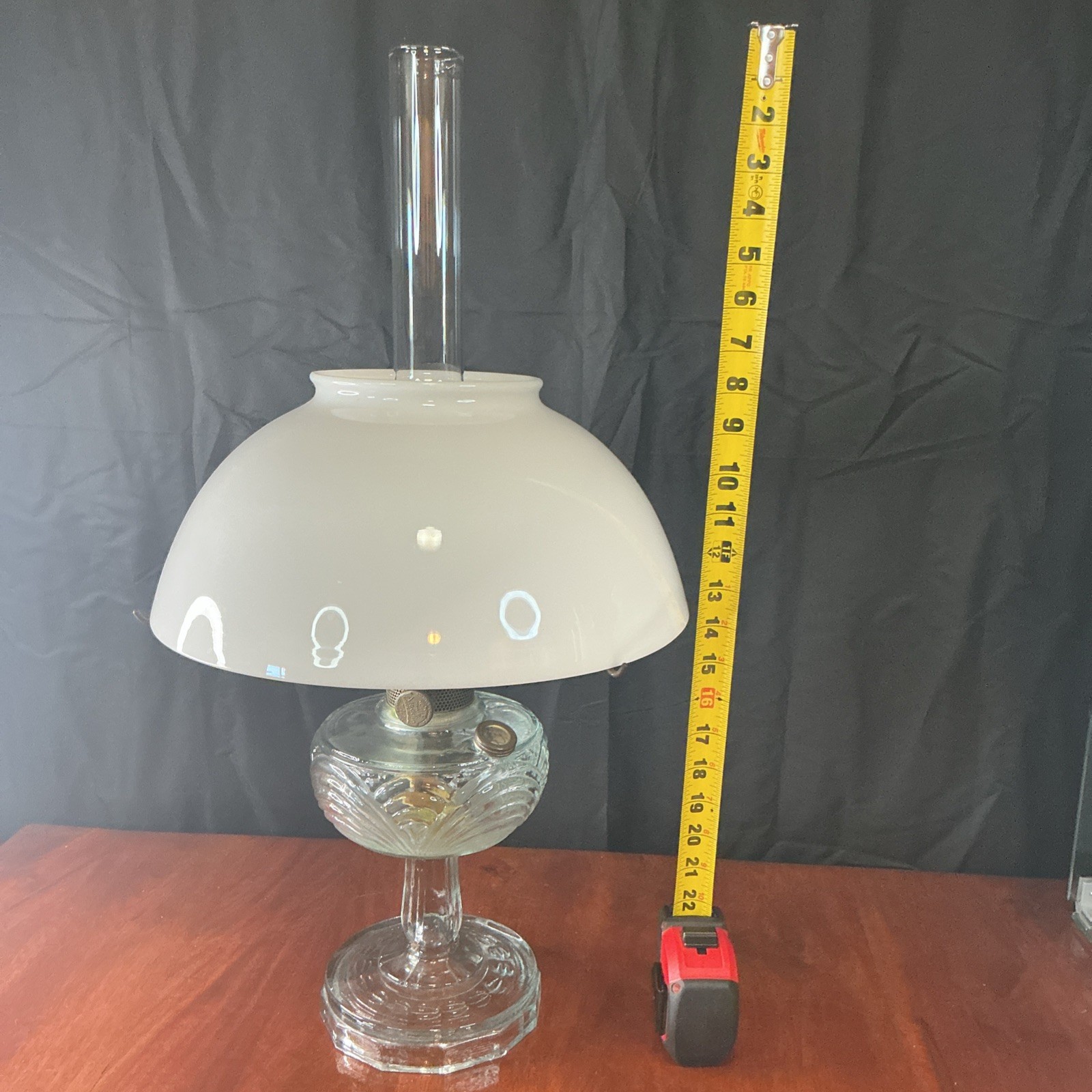 Aladdin Model B Washington Drape Glass Oil Lamp Chicago Nu Chimney Shade 1930’s