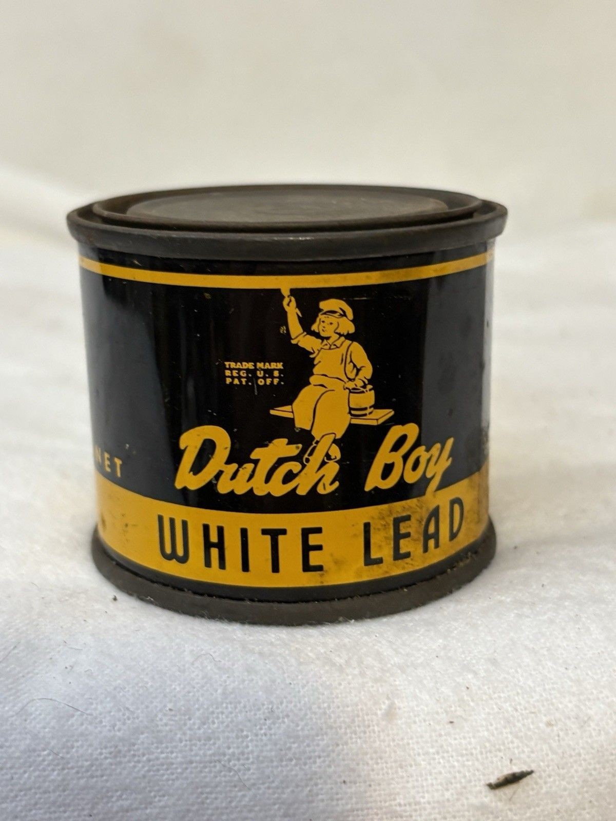Antique Dutch Boy White Lead Sample Tin Advertising Litho Can Full Near Mint