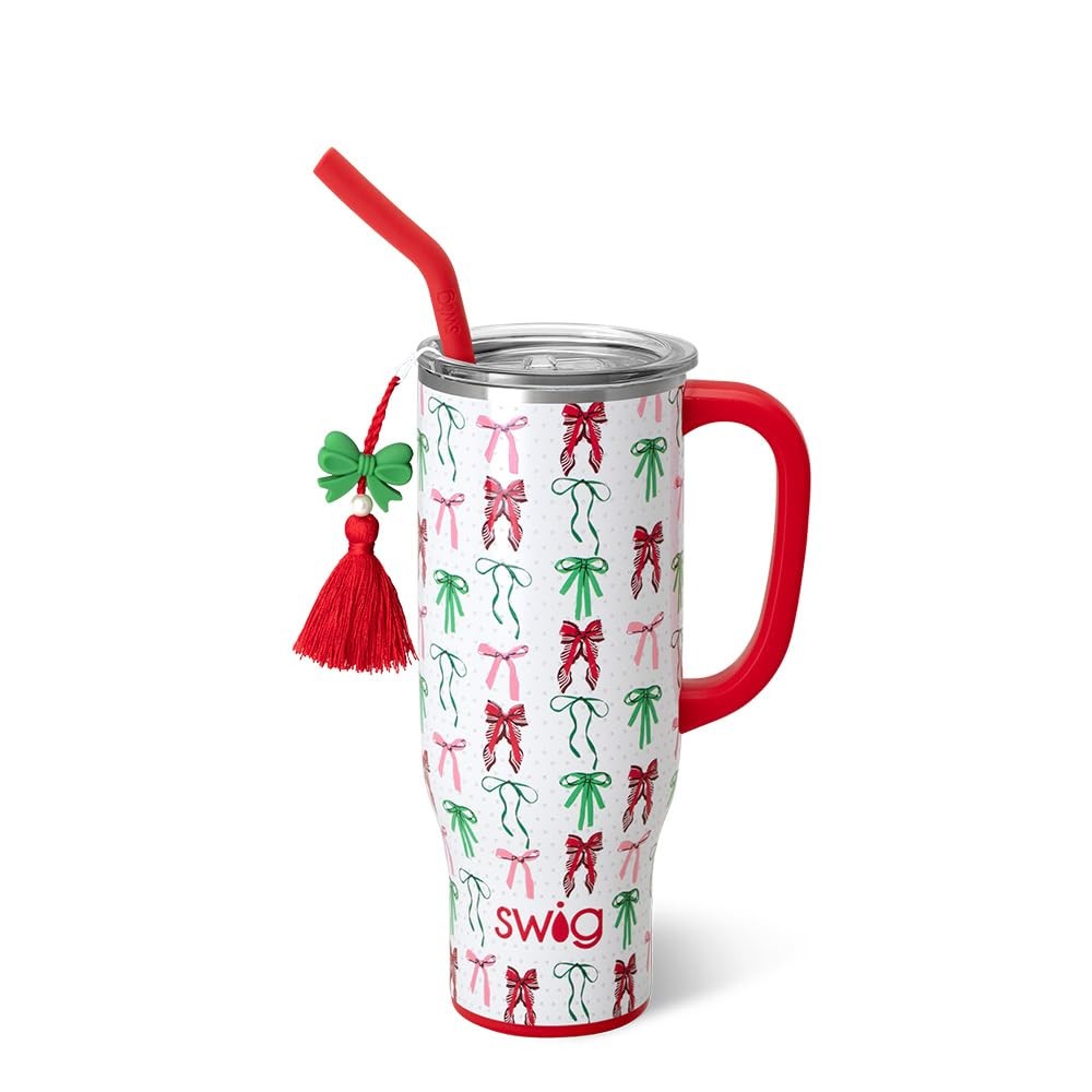 Swig Life 30oz Mega Mug, 30 oz Tumbler with Handle and Straw, 30 Ounces, Red