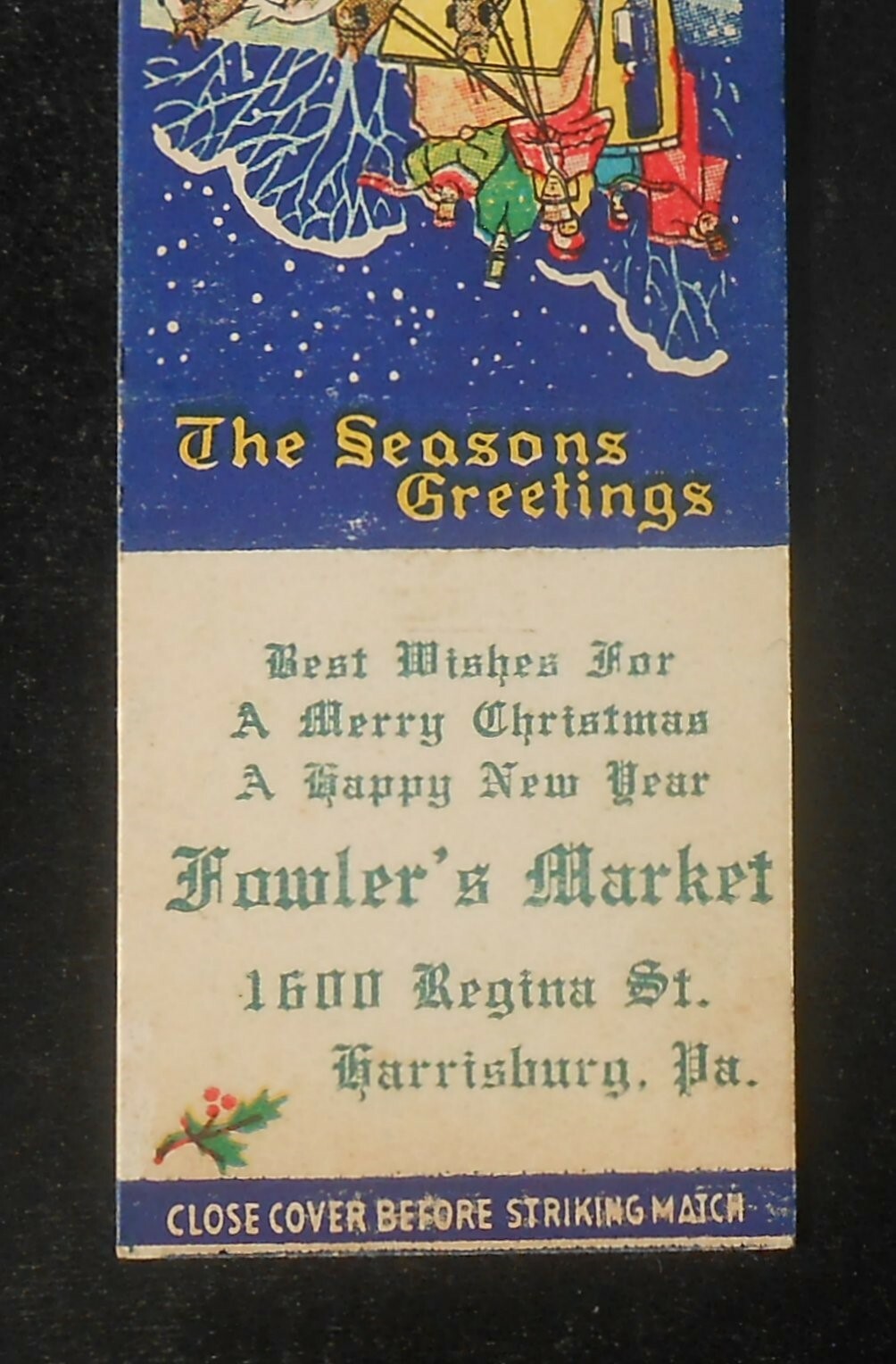1940s Merry Christmas Fowler's Market 1600 Regina St. Harrisburg PA Dauphin Co