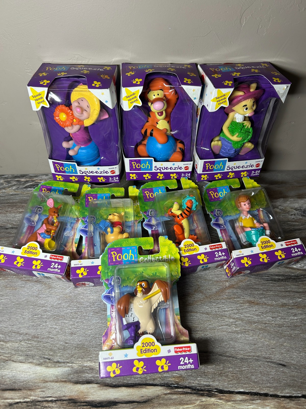 Vintage Disney Winnie The Pooh Fisher Price Mattel Toy Lot 8 Figures NIB 2000