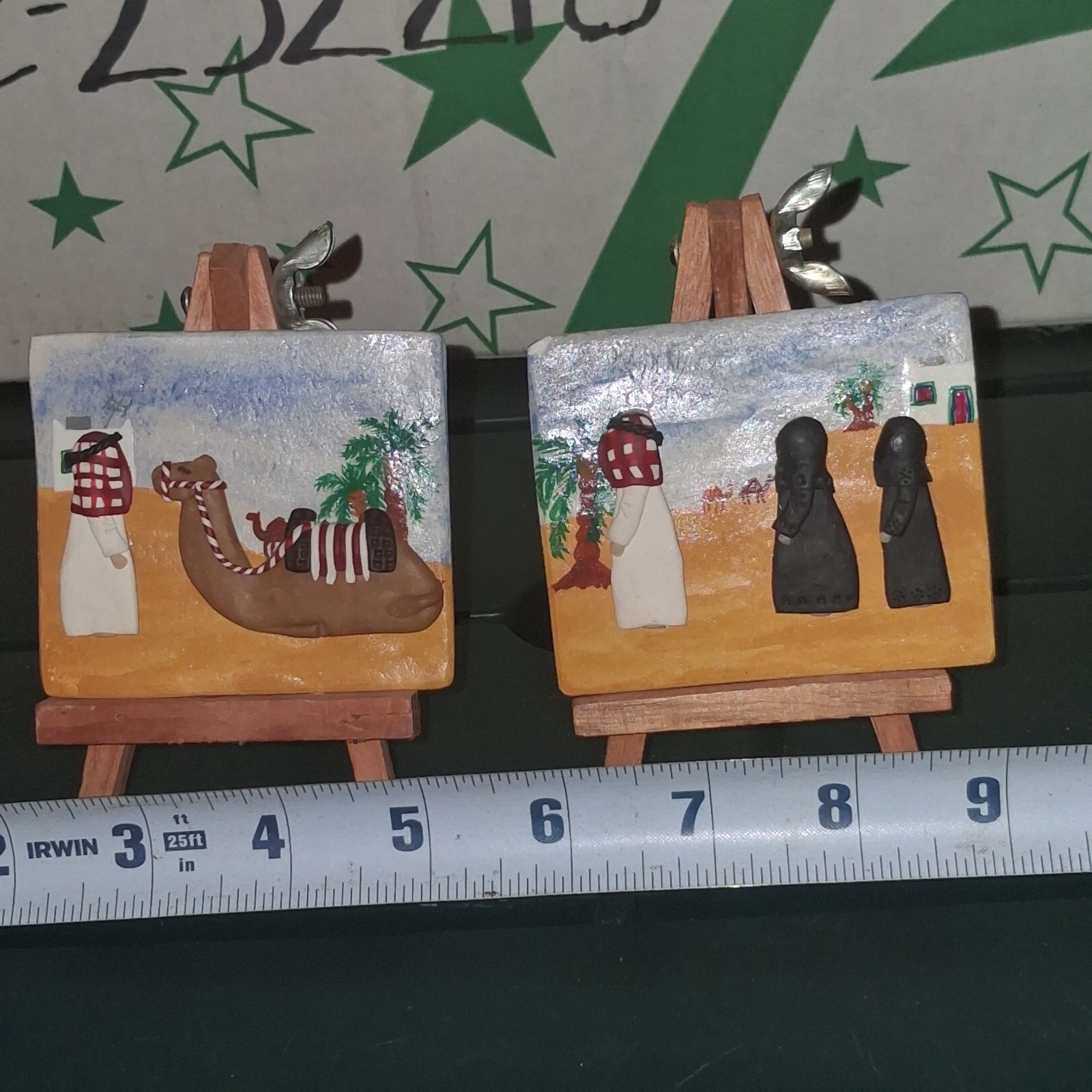 Vintage Miniature Middle Eastern Desert Scene Hand Painted Art Paintings...