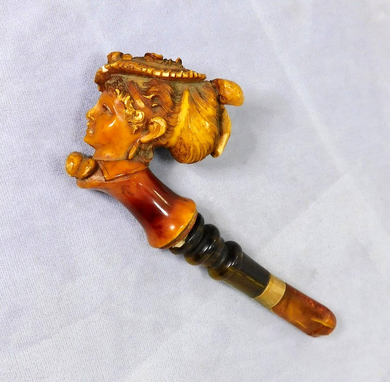 Antique Victorian Carved Figural Lady Woman Head Meershaum Pipe