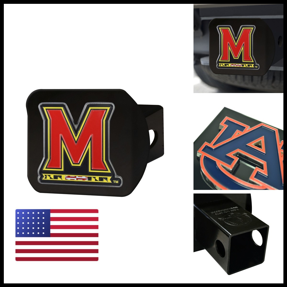 FANMATS 22700 Maryland Terrapins Black Metal Hitch Cover - 3D Color Emblem