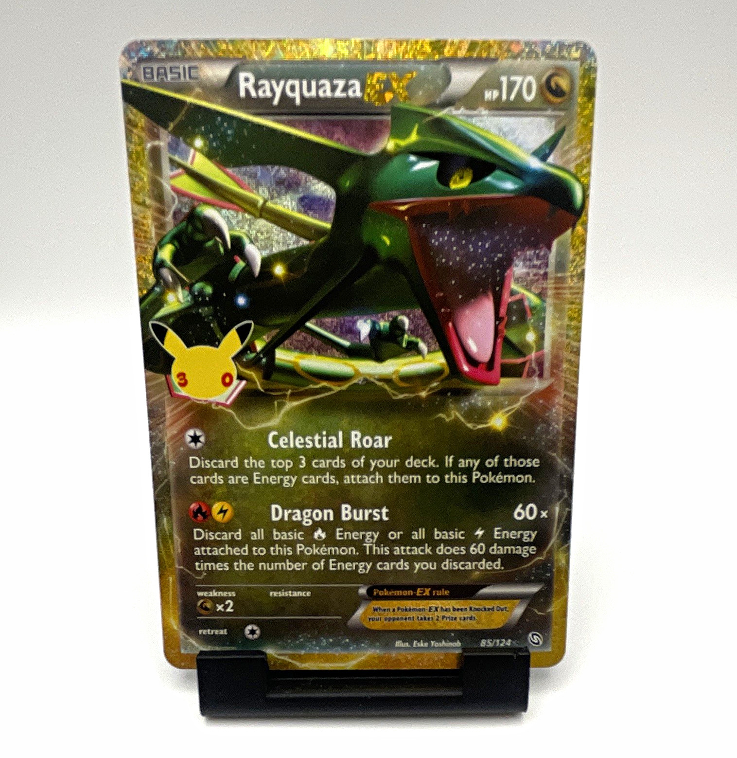 Rayquaza EX 85/124 Pokemon TCG 30th Celebrations - Mint - Gold Rayquaza EX 85/124 Pokemon TCG 30th Celebrations - Mint - Gold