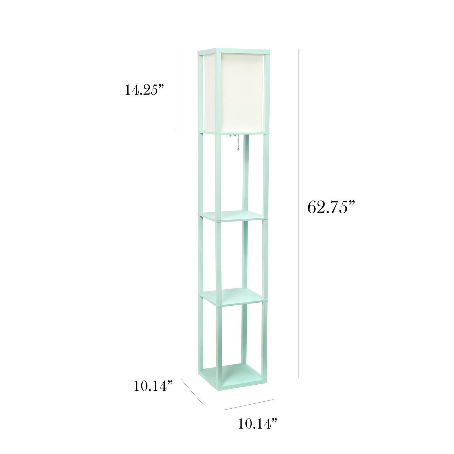 Simple Designs LF1014-AQU Etagere Organizer Storage Shelf Floor Lamp with Linen