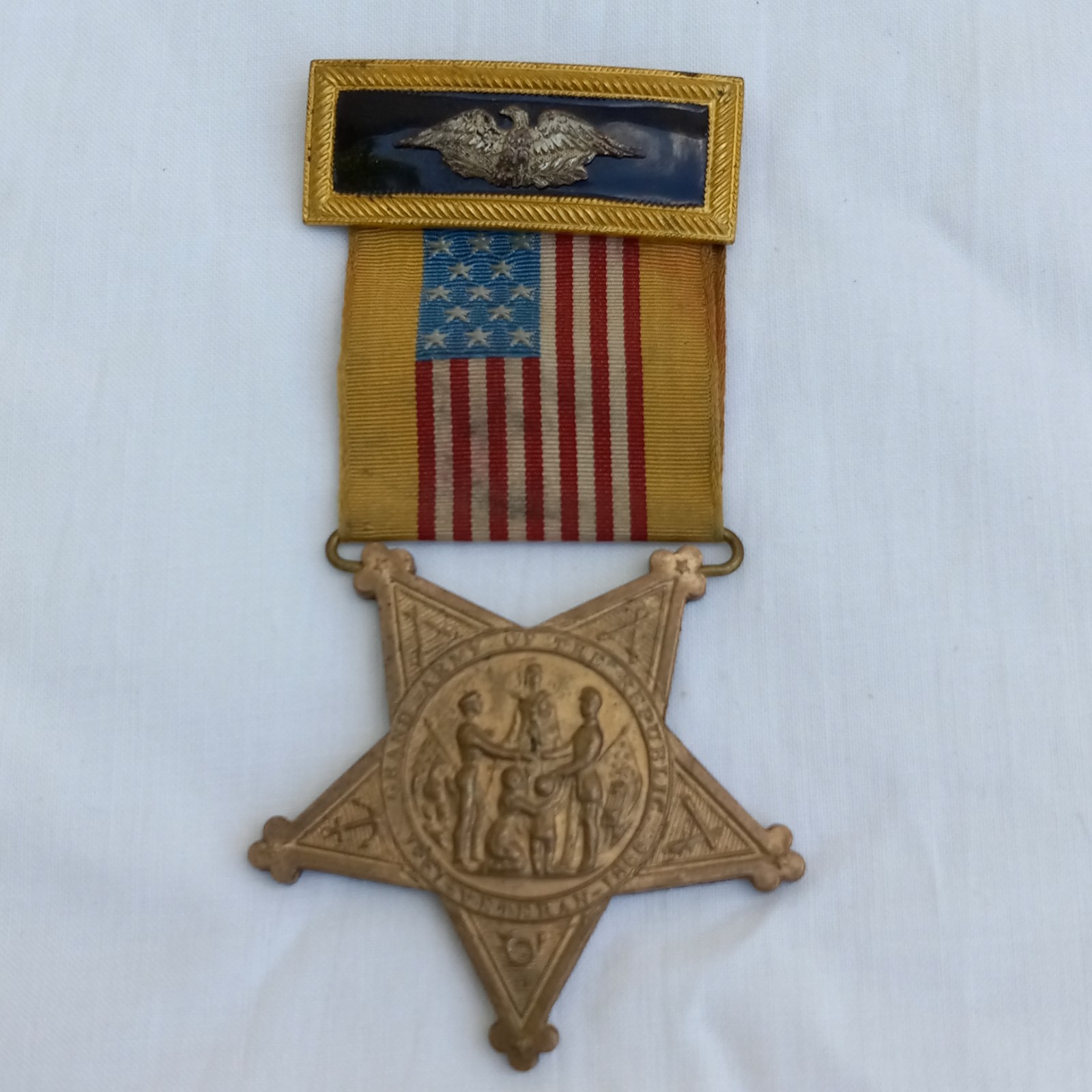 Antique 1861-1866 GAR Civil War Veterans Medal Porcelain Bar