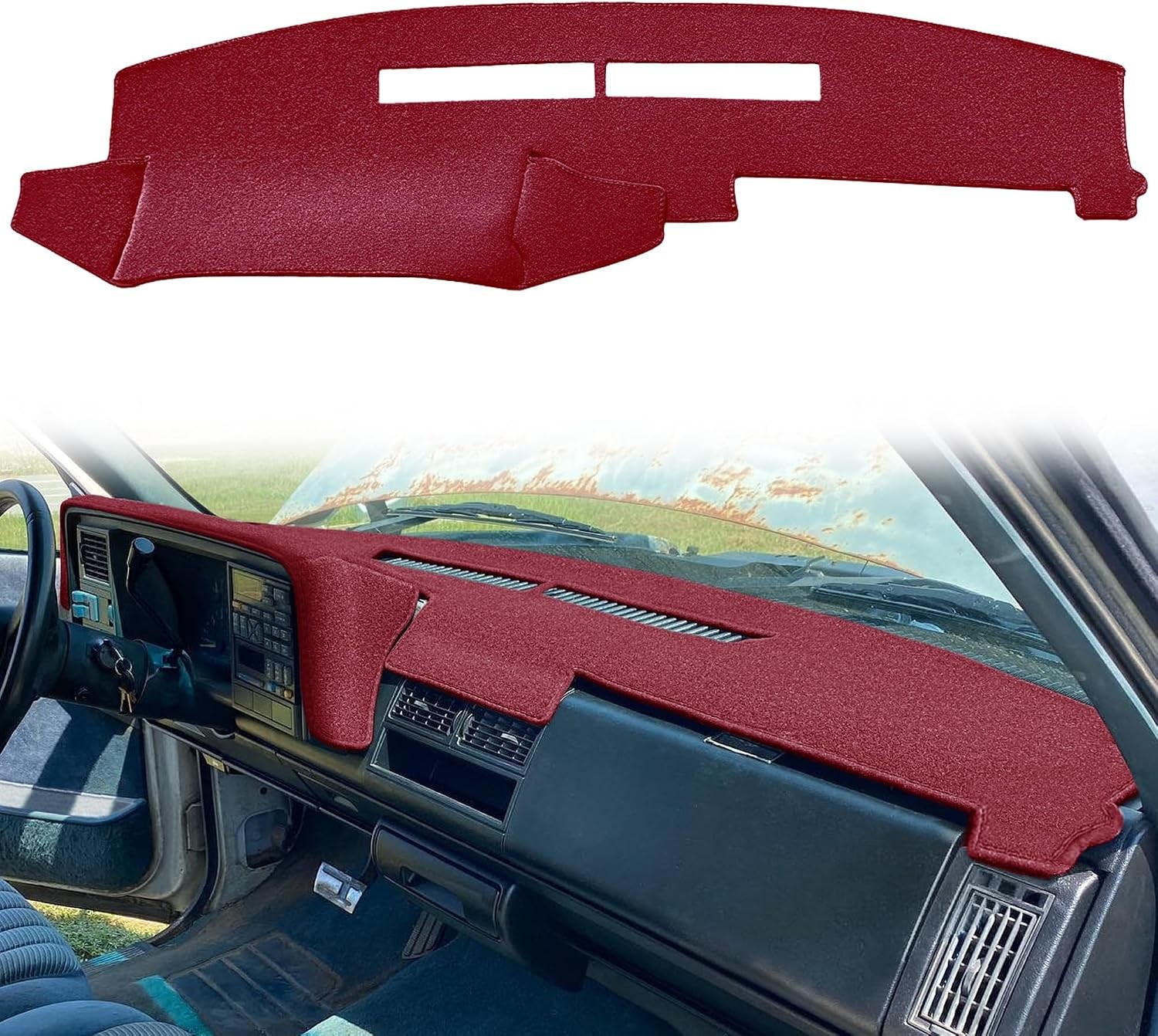 Yiz Dash Cover Mat for Chevy Chevrolet Silverado/GMC 88-94, 88-94 Maroon 