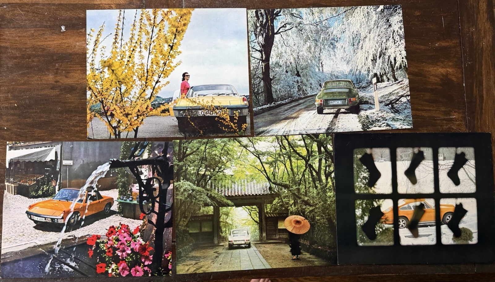 1971 Porsche Dealer Calendar Display Prints Lot of 5 Original 16.75x13.5 Rare