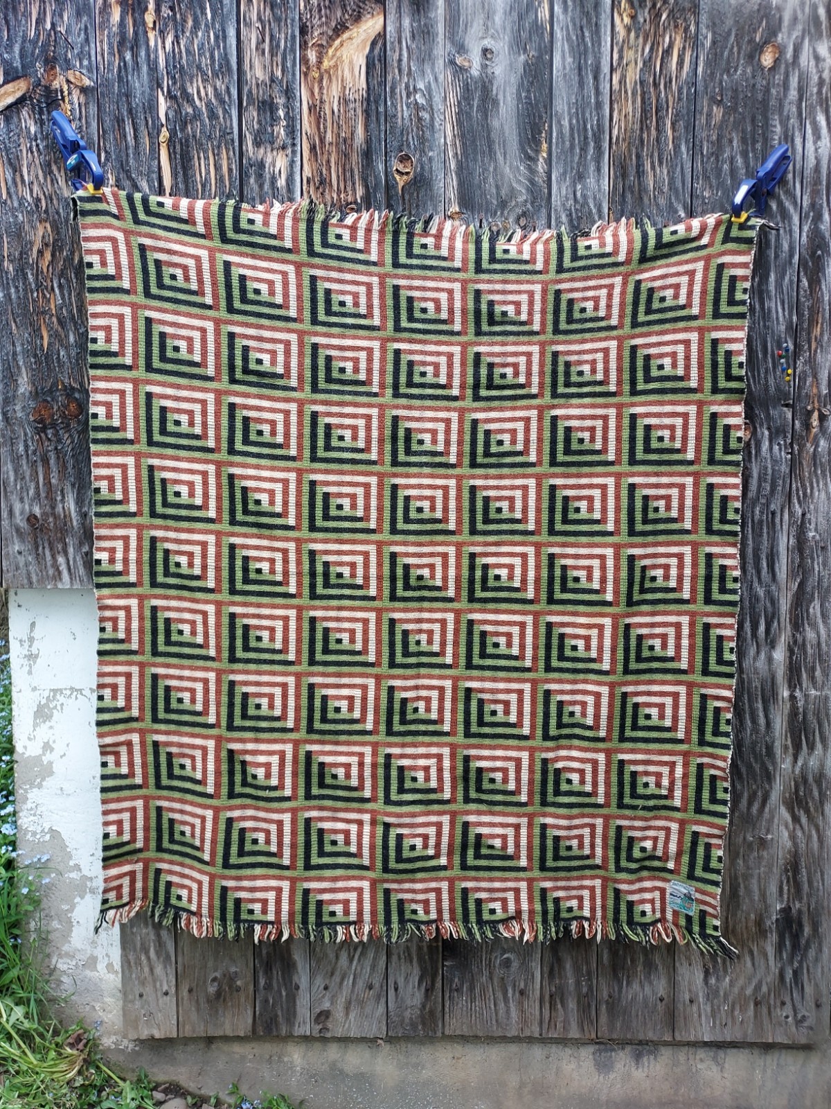 RARE Early Manatunga Woven Travel Rug Blanket by Roslyn New Zealand 56x60 Inches