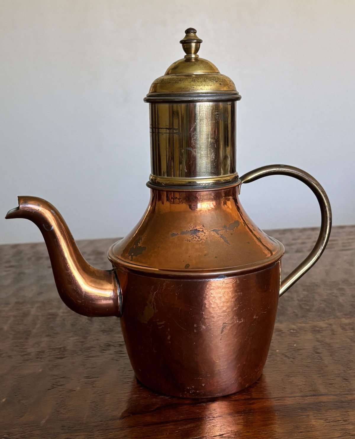 Vintage MCM Demeyere Copper Brass coffee tea pot kettle VTG Belgium rustic decor
