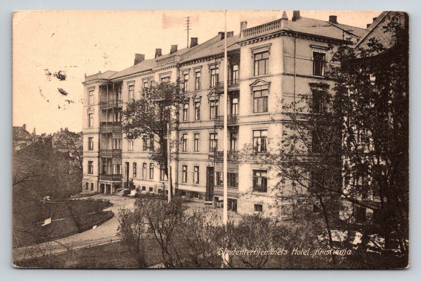1918 Kristiania Norway Studenterhjemmets Hotel Postcard, Trondhjem US Consulate