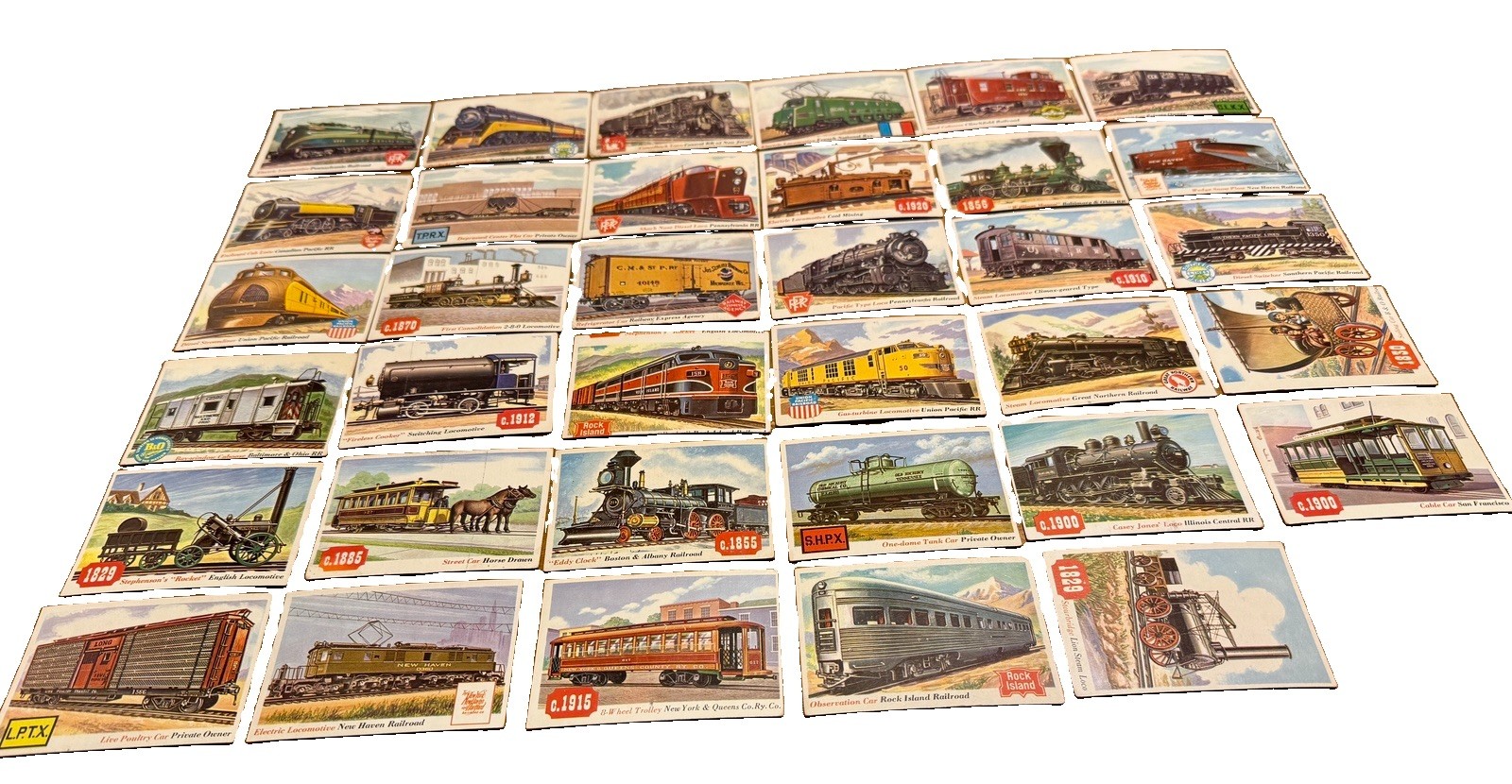 1955 Topps Rails and Sails (35) Non-Sport Card Lot - All Trains, No Duplicates