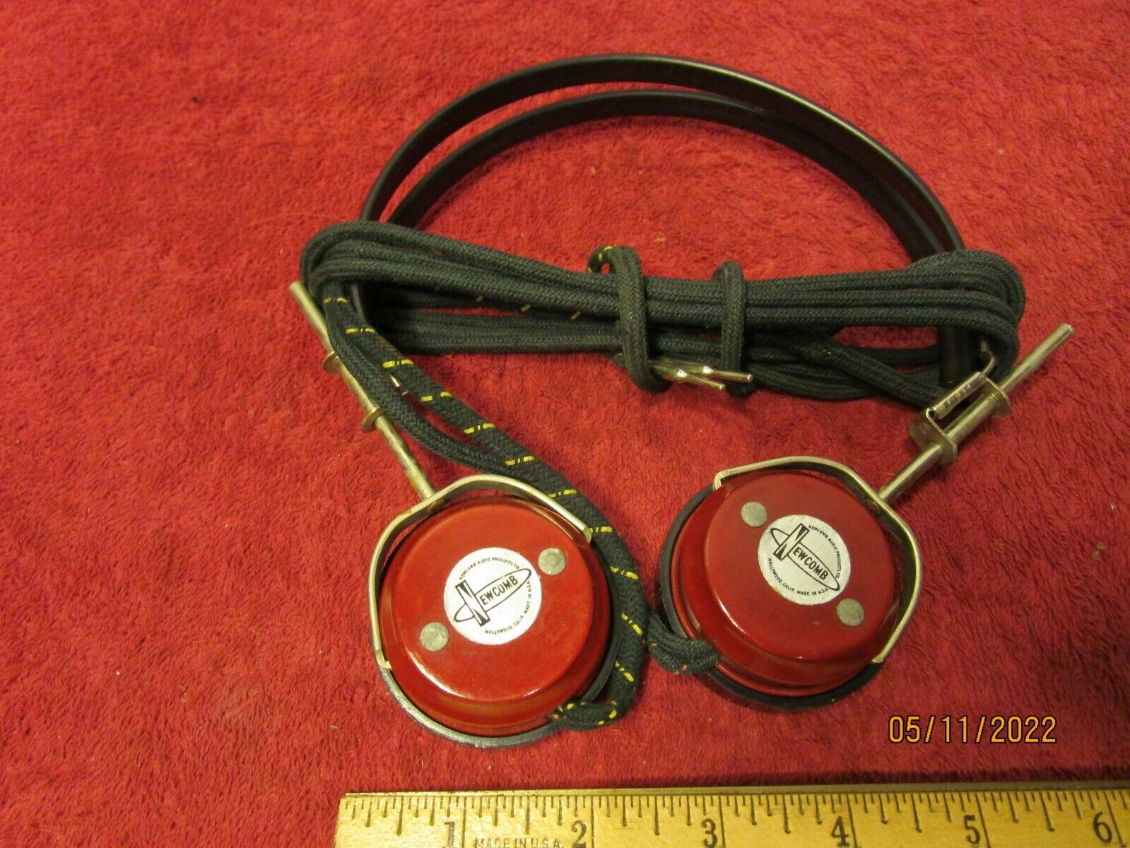 Vintage Newcomb Audio Headphones Ham Radio Headset Cool Retro Red CB Radio