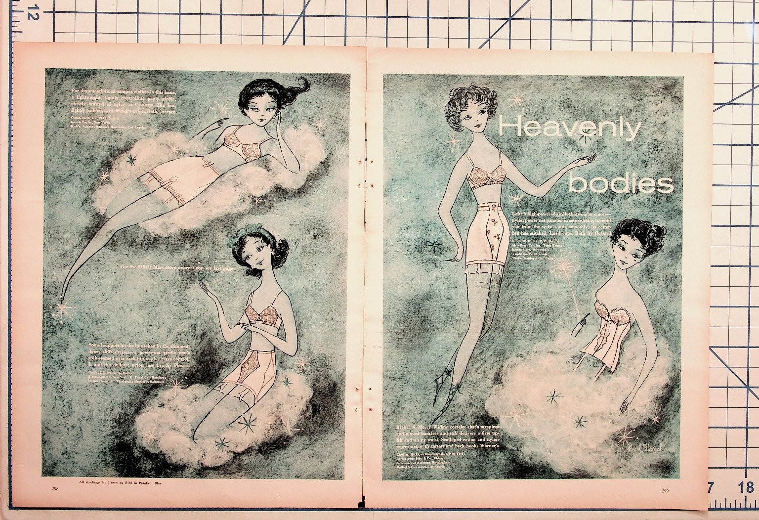 1958 Vintage Lingerie Ad Heavenly Bodies Bali Jantzen Flexees Gossard Warner\'s