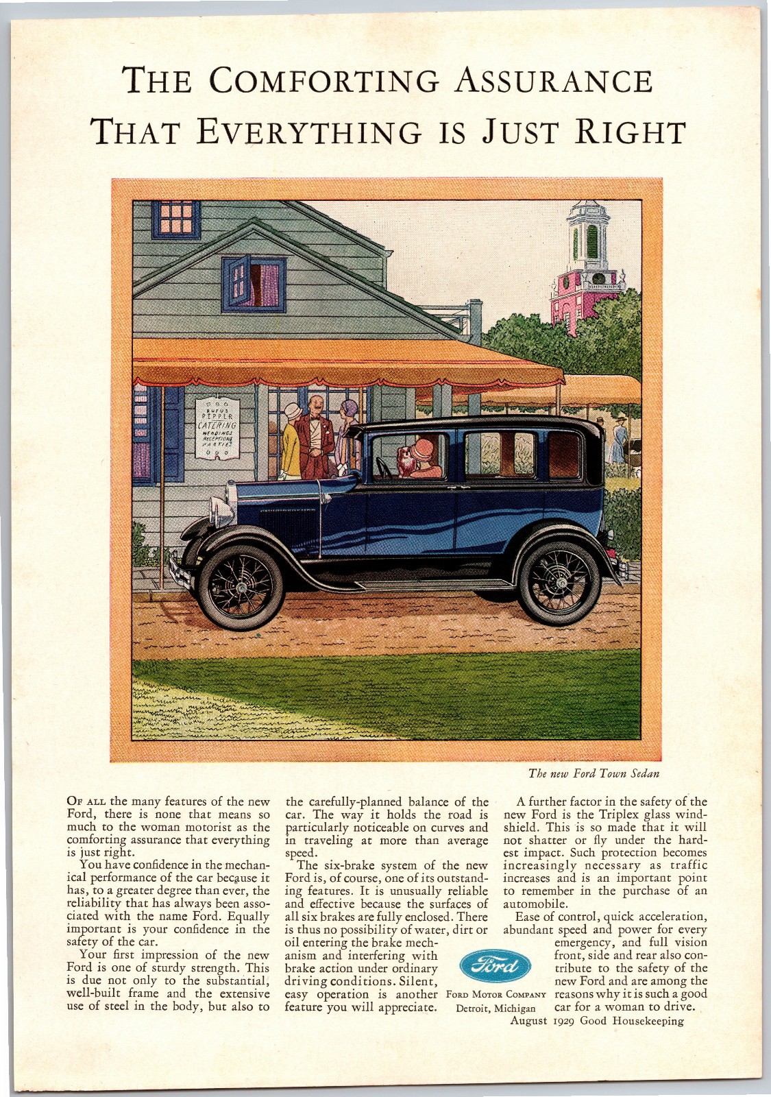 Vintage 1929 Ford Town Sedan, Auto, Automobile, Car 20's Print Ad