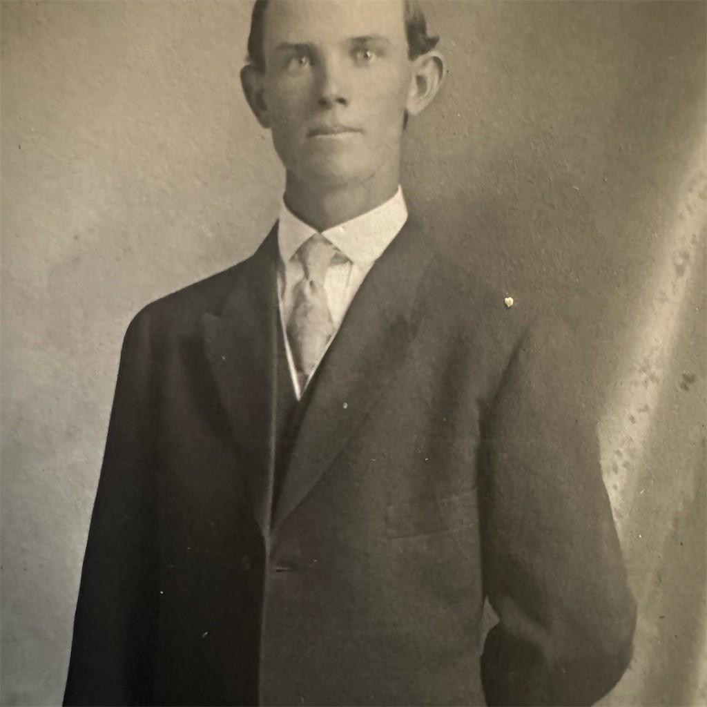 Antique RPPC Studio Portrait Young Man Suit Ornate Chair Boulder CO Signed