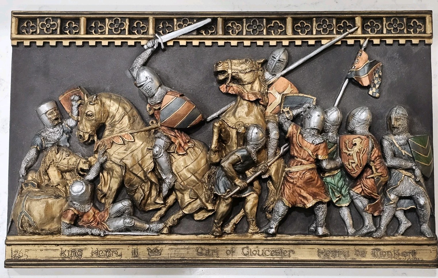 Vtg Battle Of Evesham Prince Edward Marcus Designs Medieval Wall Plaque 16x10 