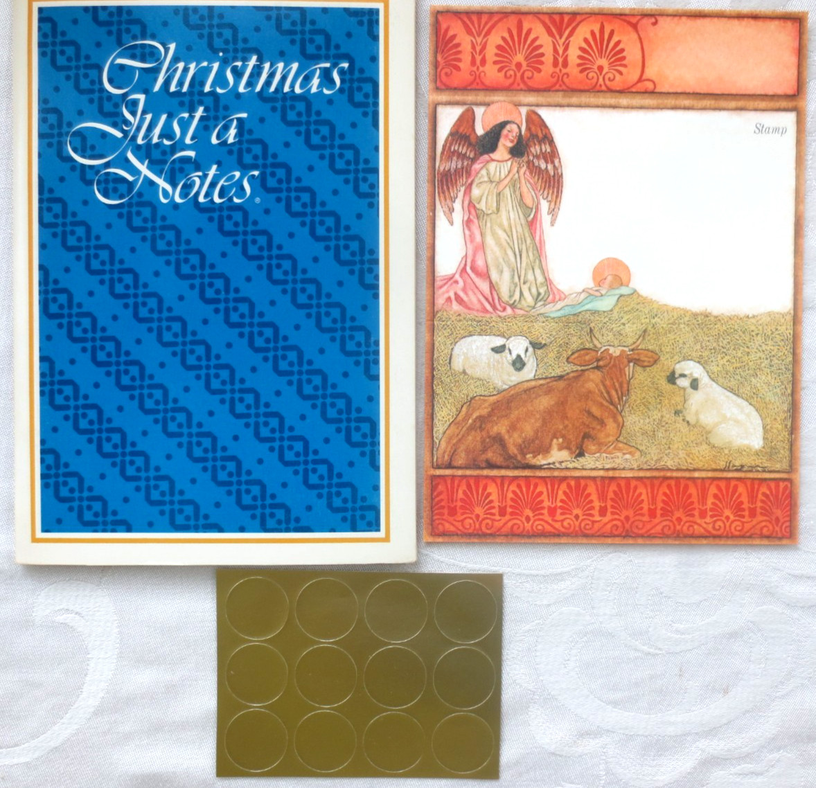 12 VTG. 1970\'S CHRISTMAS JUST A NOTES FOLD & SEAL NOTE CARDS BY CURRENT UNUSED