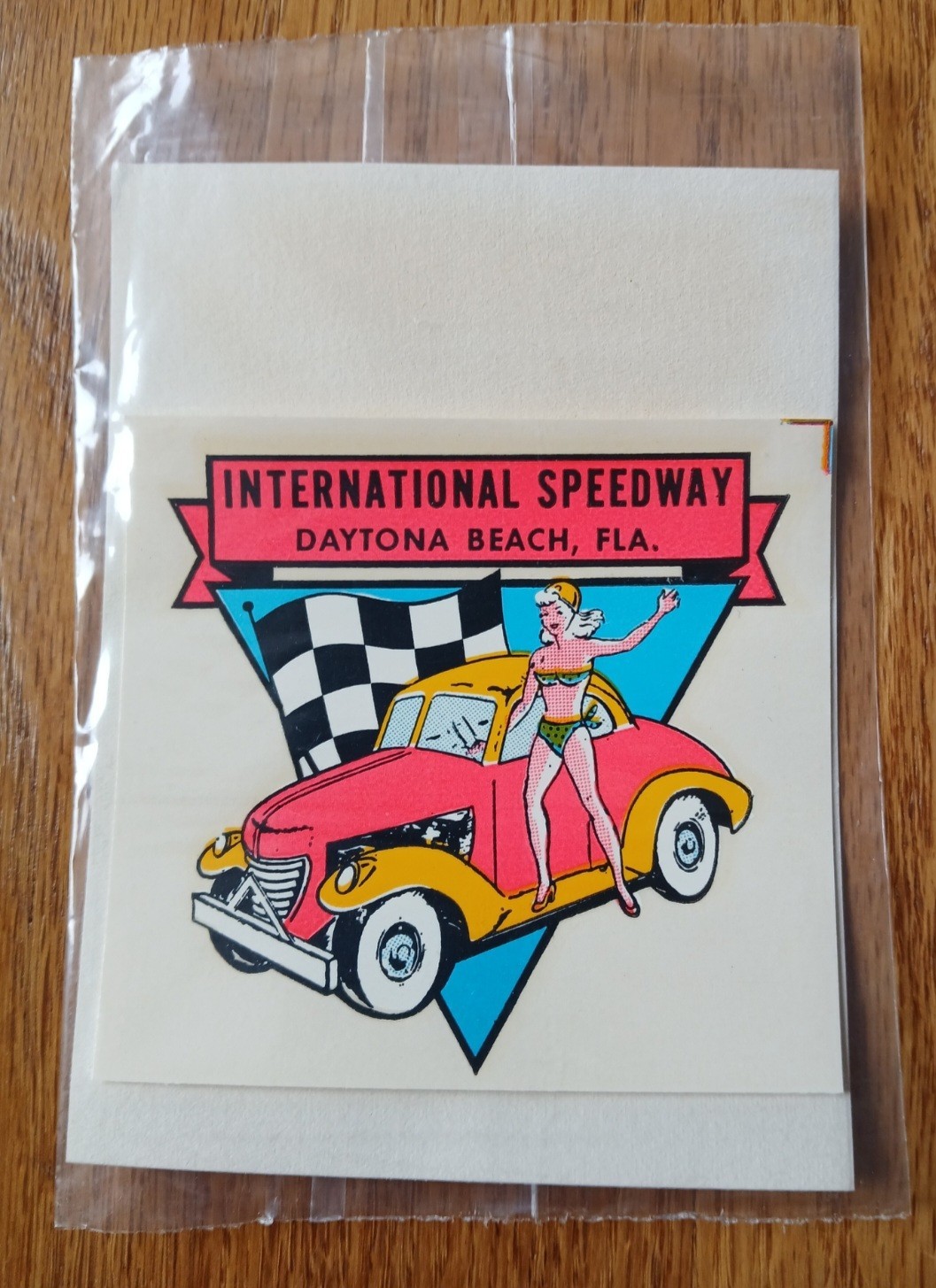 1960s Vintage Daytona Speedway, Stock Car Racing Water Transfer Decal 1938 Ford 
