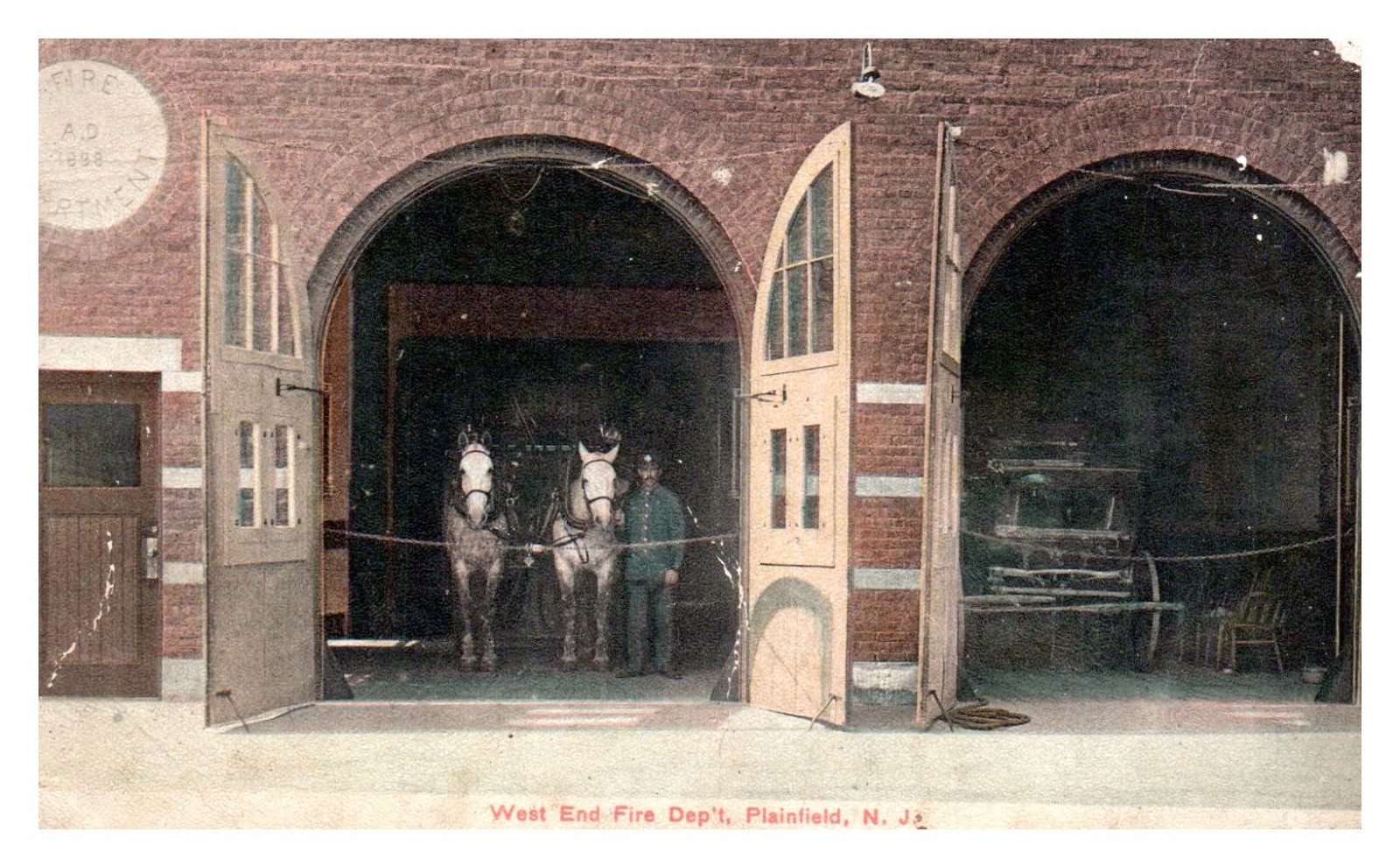 Plainfield New Jersey West End Fire Department Vintage Postcard -AA-32
