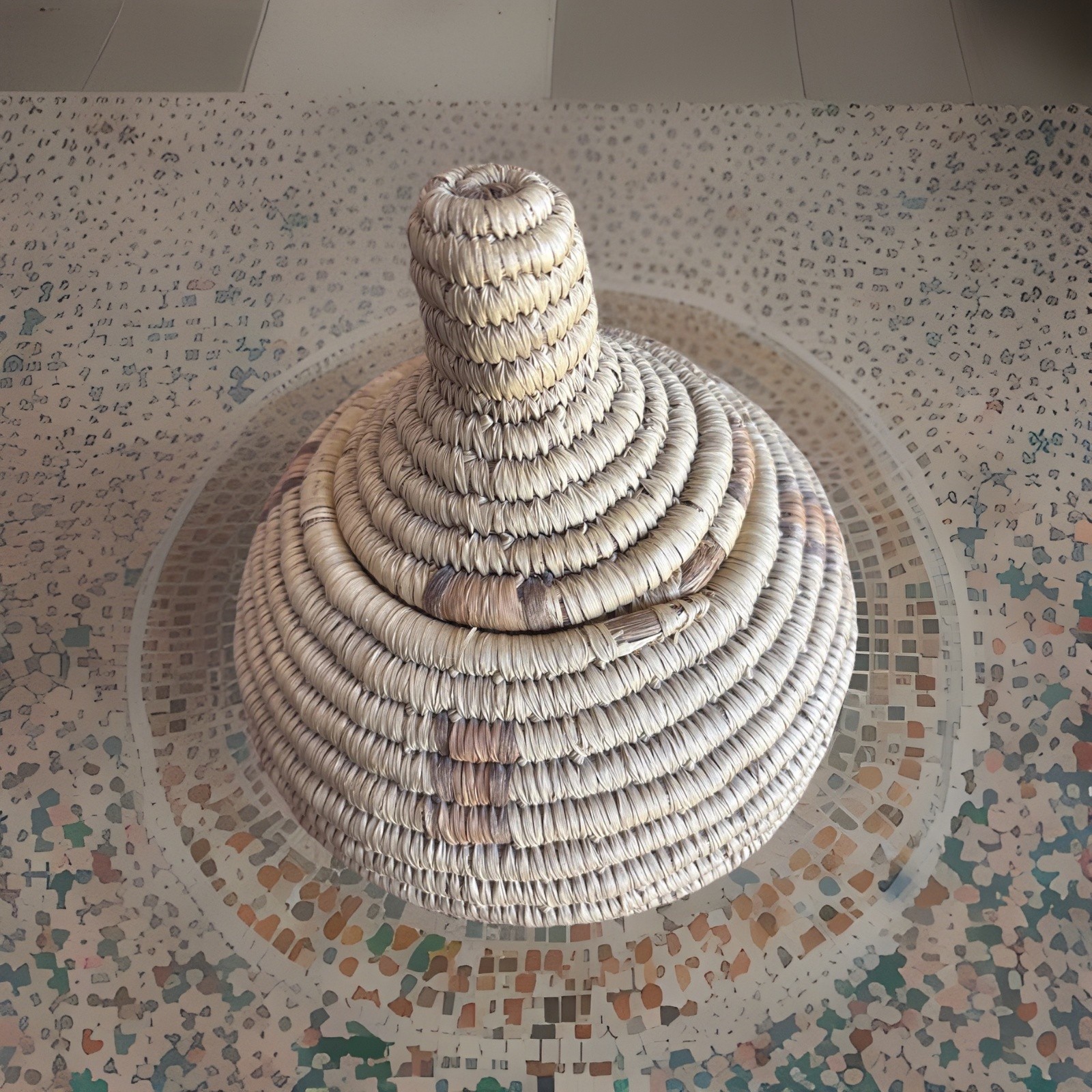 Antique NATIVE American INUIT Yupik Lidded Coiled ALASKA ESKIMO WOVEN BASKET 14