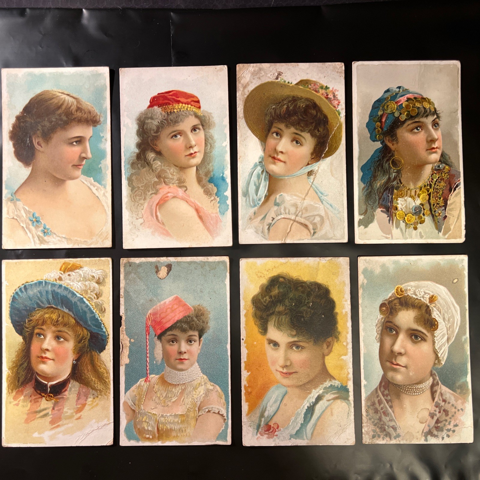 Lot of 8 1890 N129 W. Duke Sons Stars of the Stage Honest Long Cut Tobacco Cards
