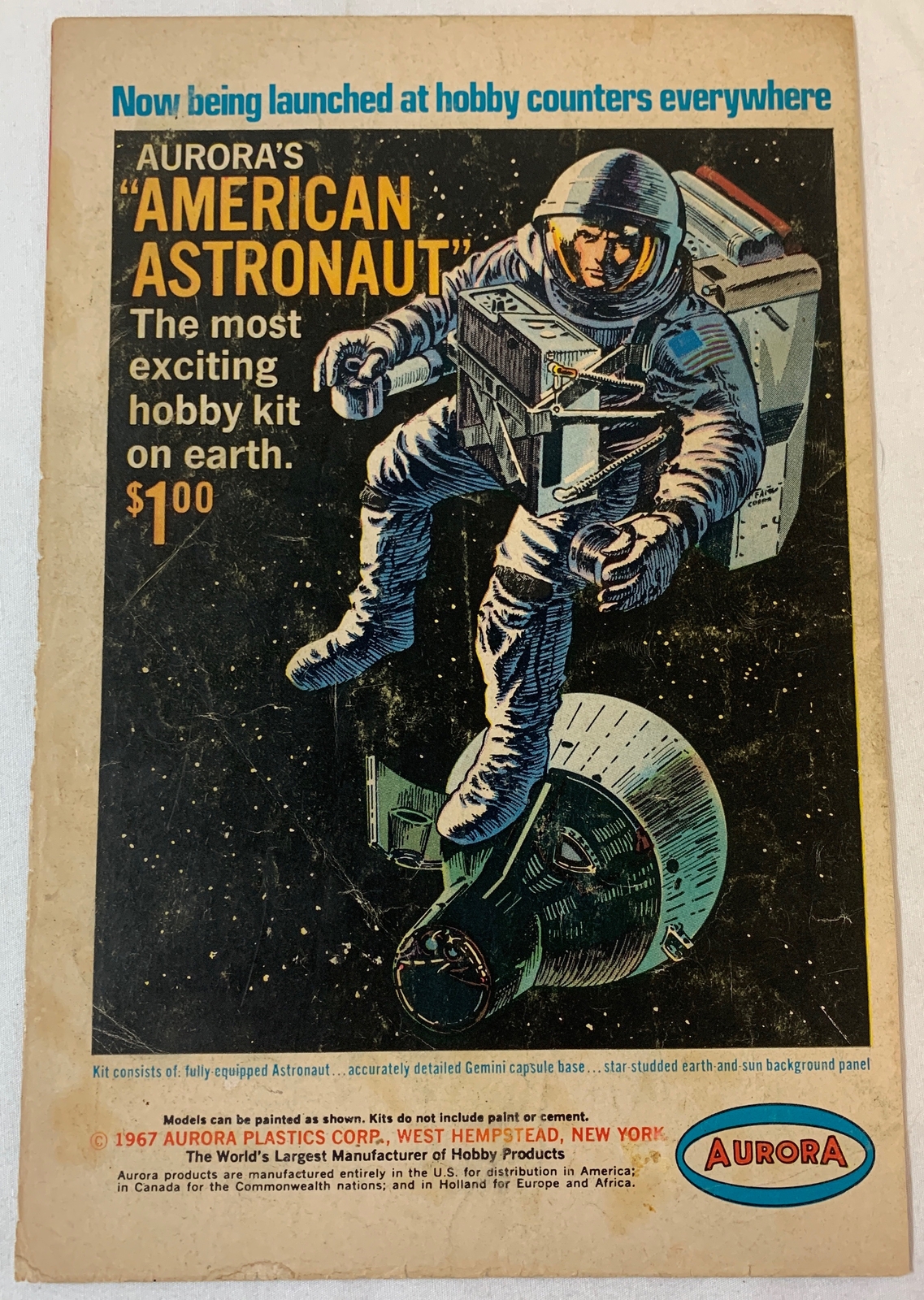 1967 Aurora model ad page ~ AMERICAN ASTRONAUT