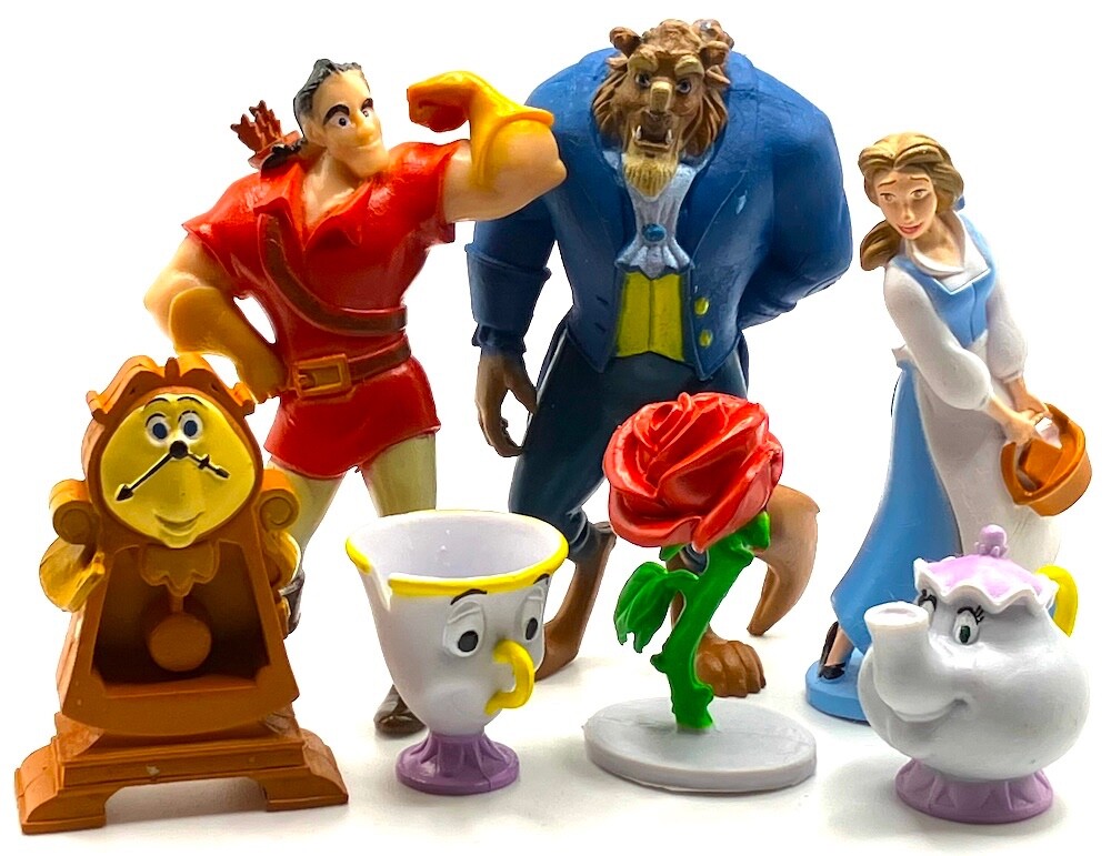 BEAUTY AND THE BEAST Figure Play Set DISNEY PVC TOY Belle GASTON Cogsworth ROSE