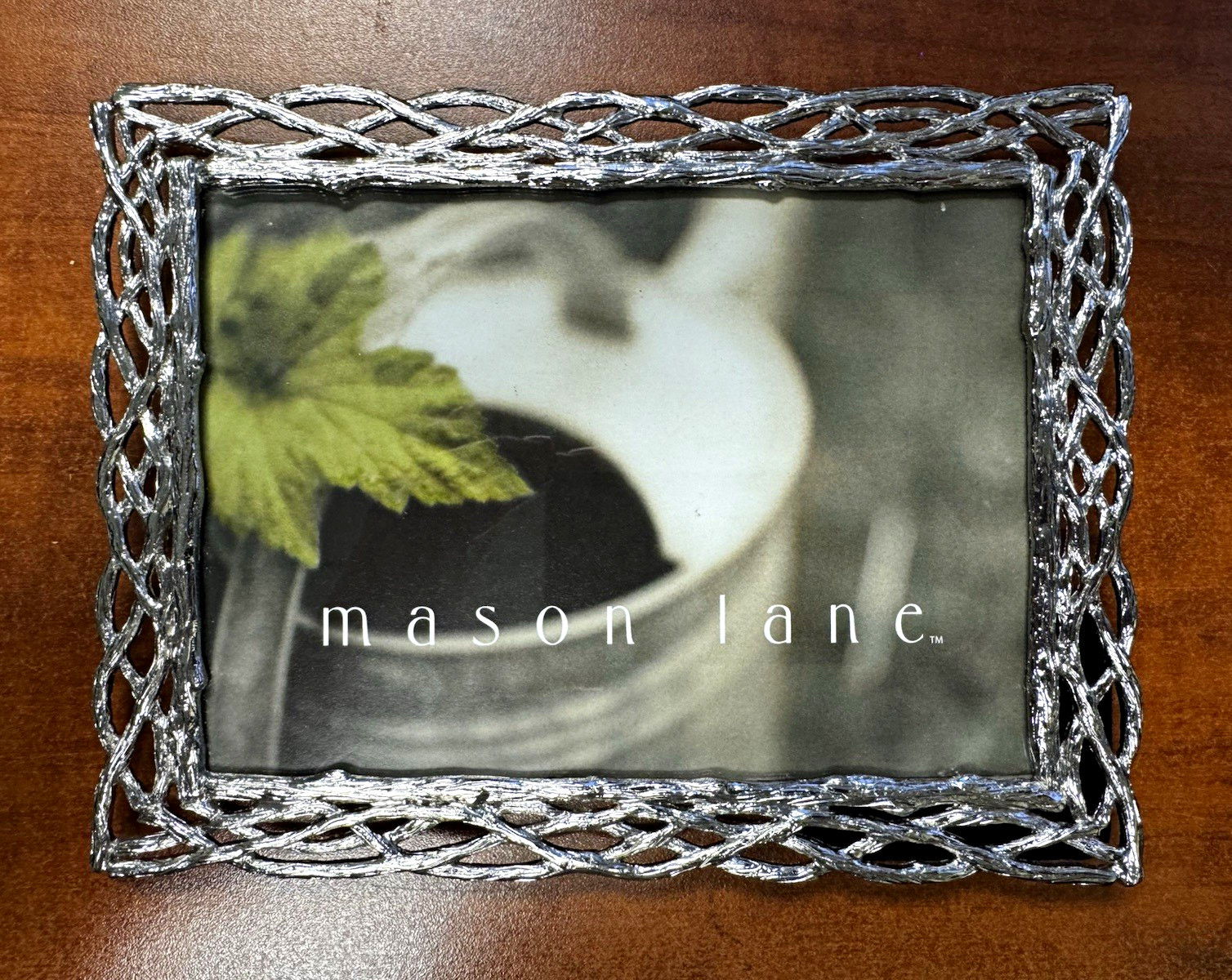 Mason Lane 8x10 Silver Metal Braided Photo Frame, Portrait Freestanding Glass