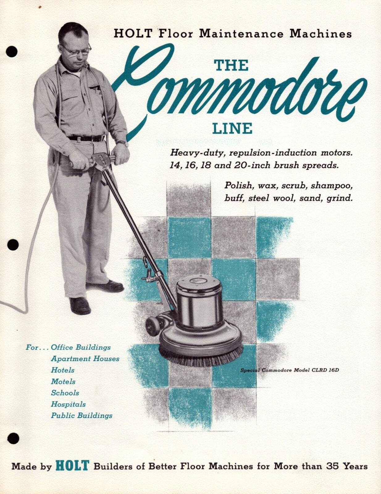 1959 Holt The Commodore Line Floor Buffing Machine Advertisement 11