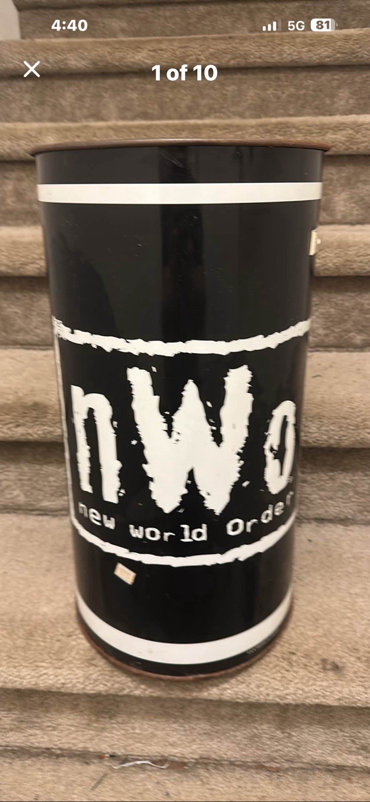 Vintage 1999 WCW NWO Metal Trash Can New World Order