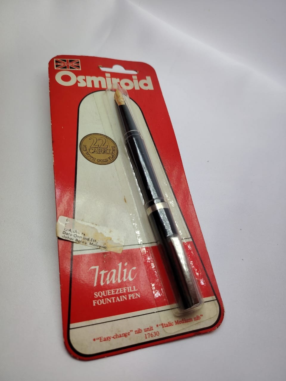 Vintage Osmiroid Italic Fountain Pen 22K Gold Nib NOS Sealed England LAST