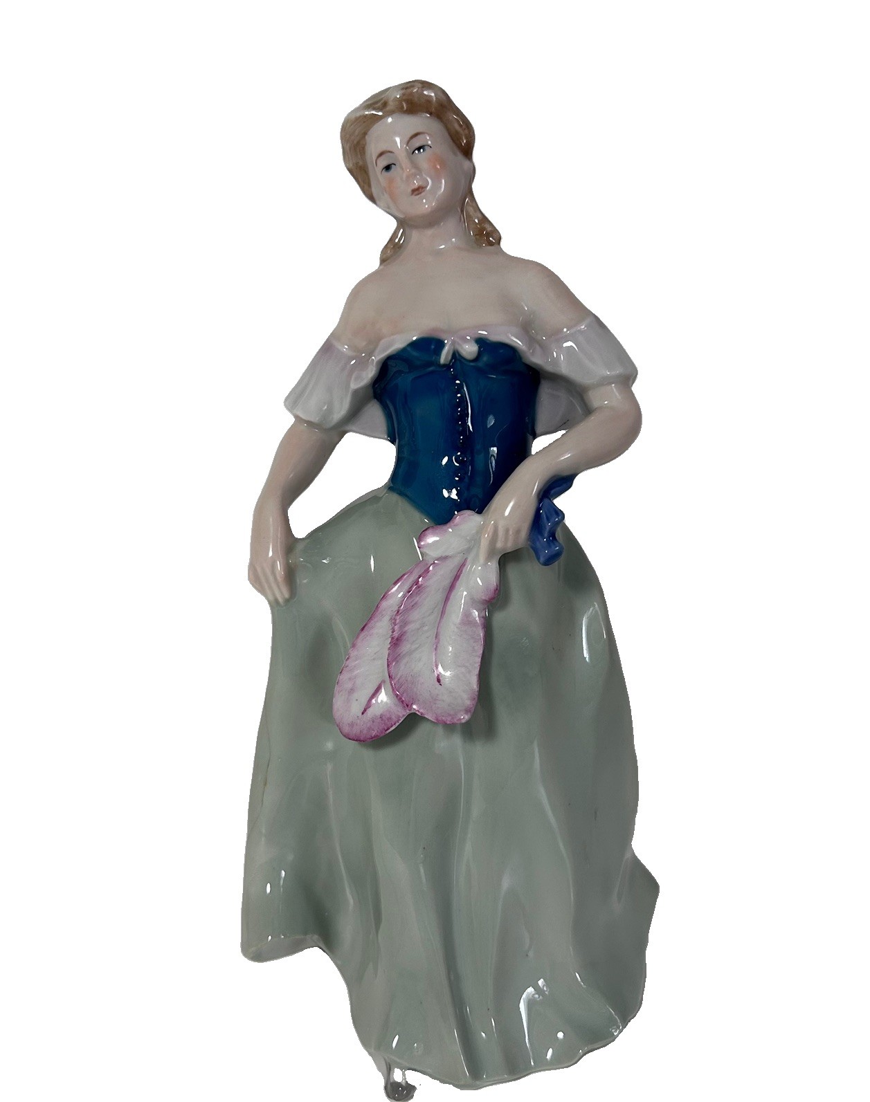 Karl Ens Volkstedt Lady Figurine 9807 Porcelain Feather Fan Germany Vintage