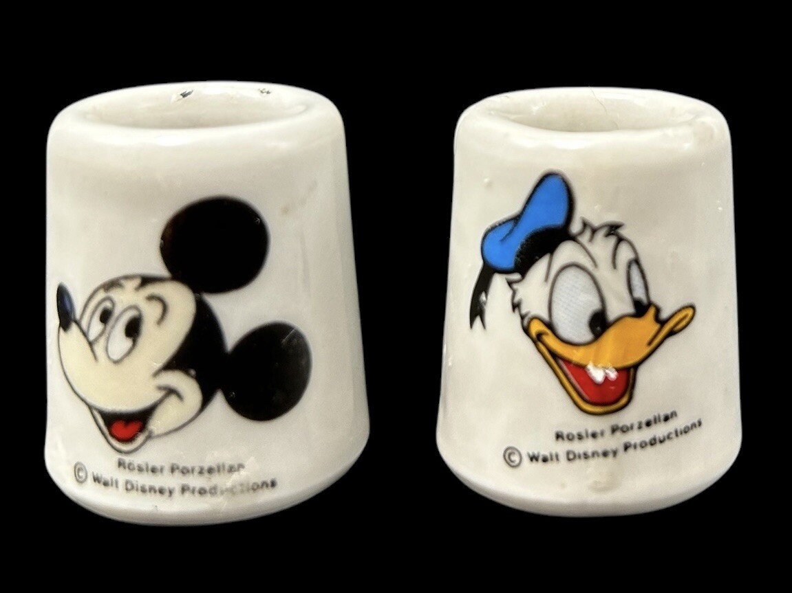 Vtg Walt Disney Prod. Rozler Porcelain W Germany Mickey Donald Mini Candleholder
