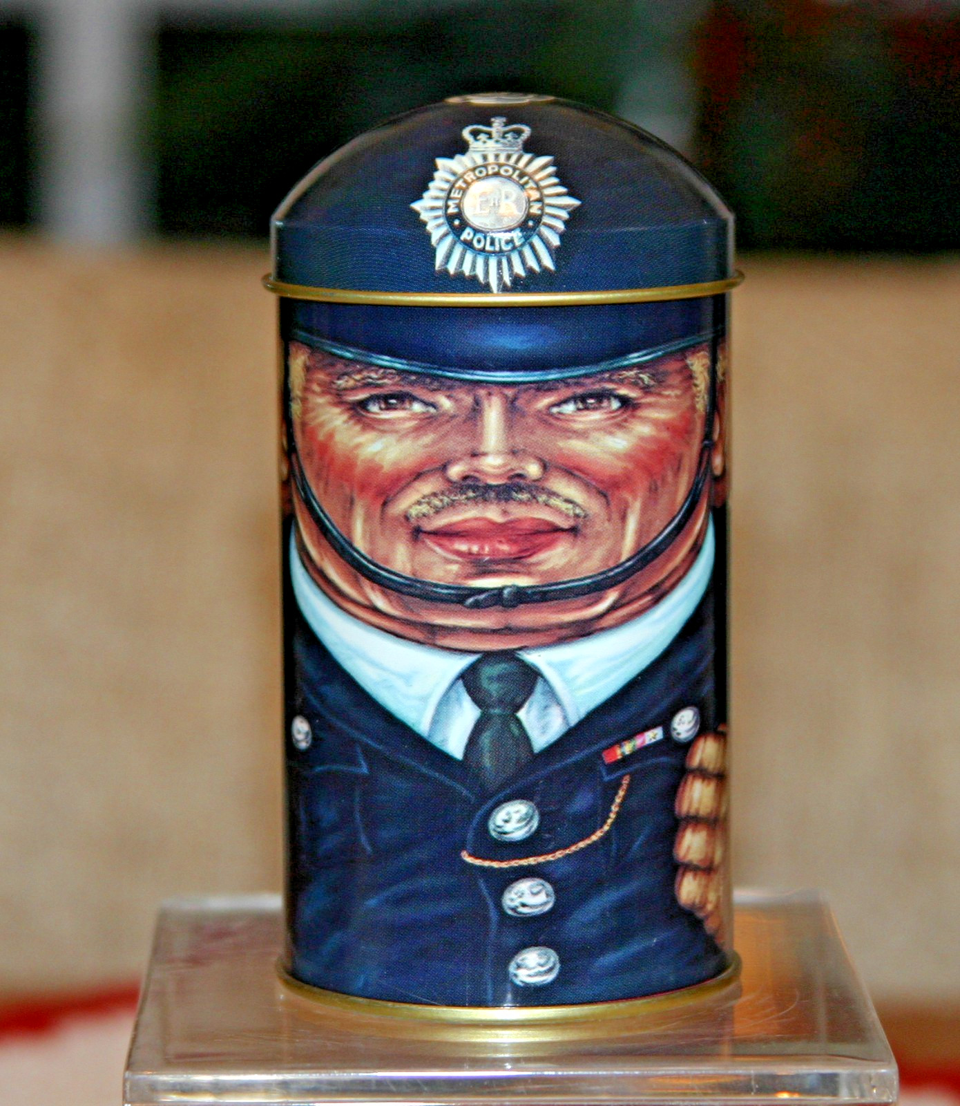 VTG 1970s Cap-Tins Policeman Tin Container Helmet Lid Daher Tin Box Co England