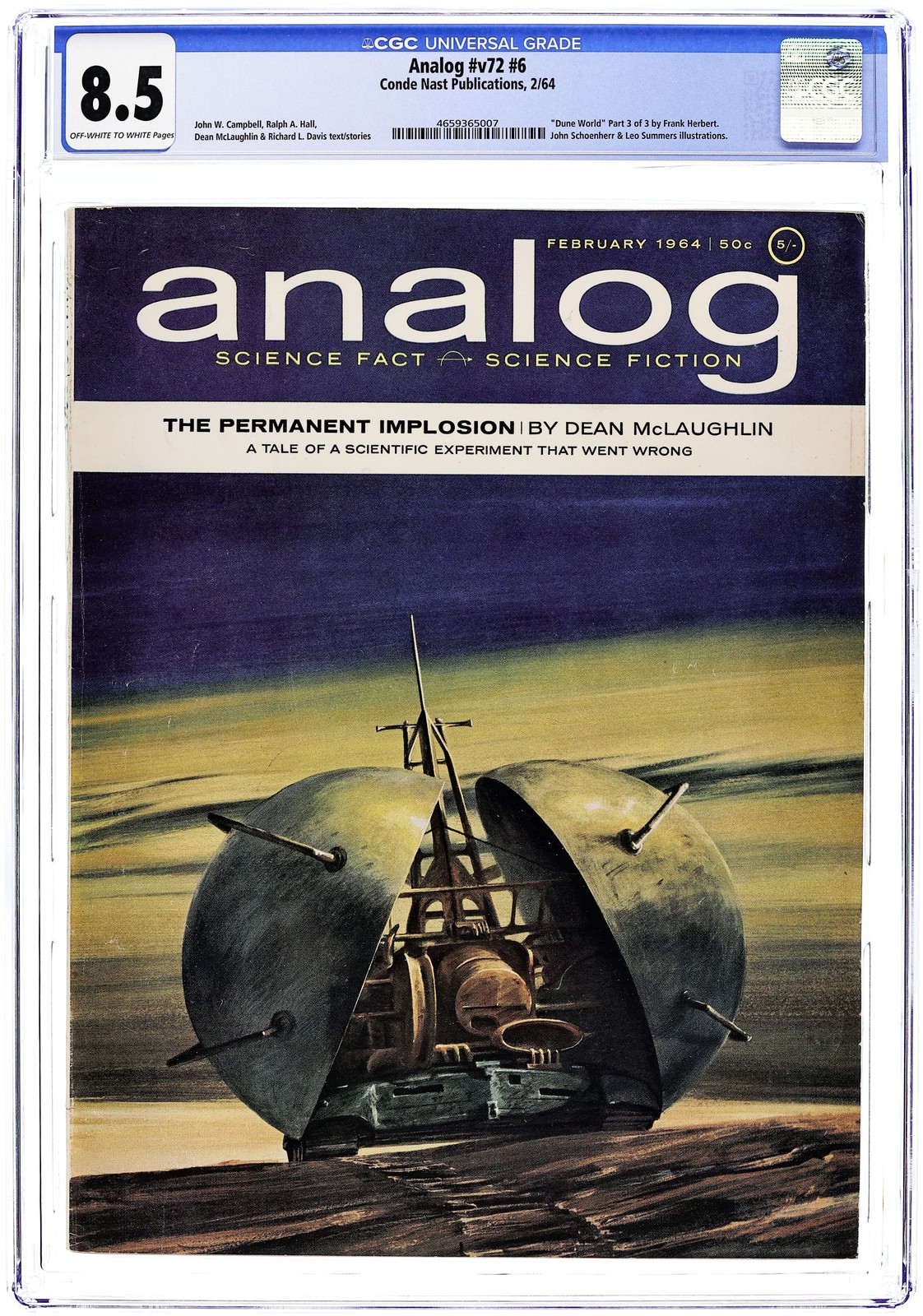 Analog Science Fiction/Science Fact Vol. 72 #6 CGC 8.5 1964 4659365007