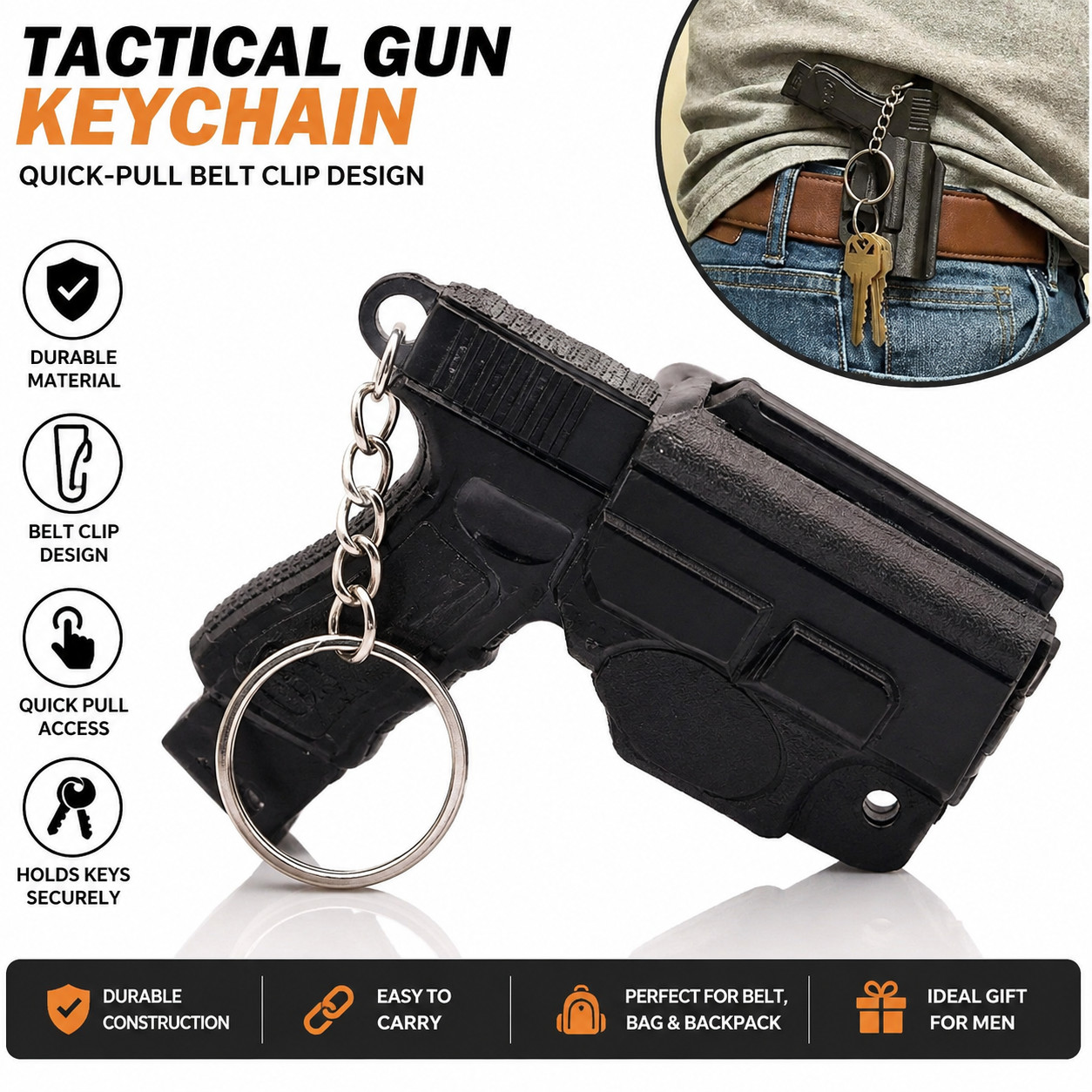 Gun Keychain With Holster Tactical Belt Clip Key Holder Mini Pistol Key Ring Gun Keychain With Holster Tactical Belt Clip Key Holder Mini Pistol Key Ring
