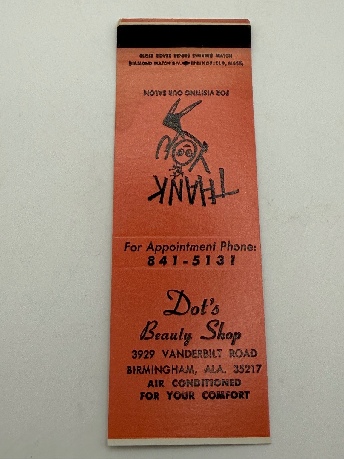 Vintage Dot\'s Beauty Shop Birmingham AL Matchbook Diamond Match Co.