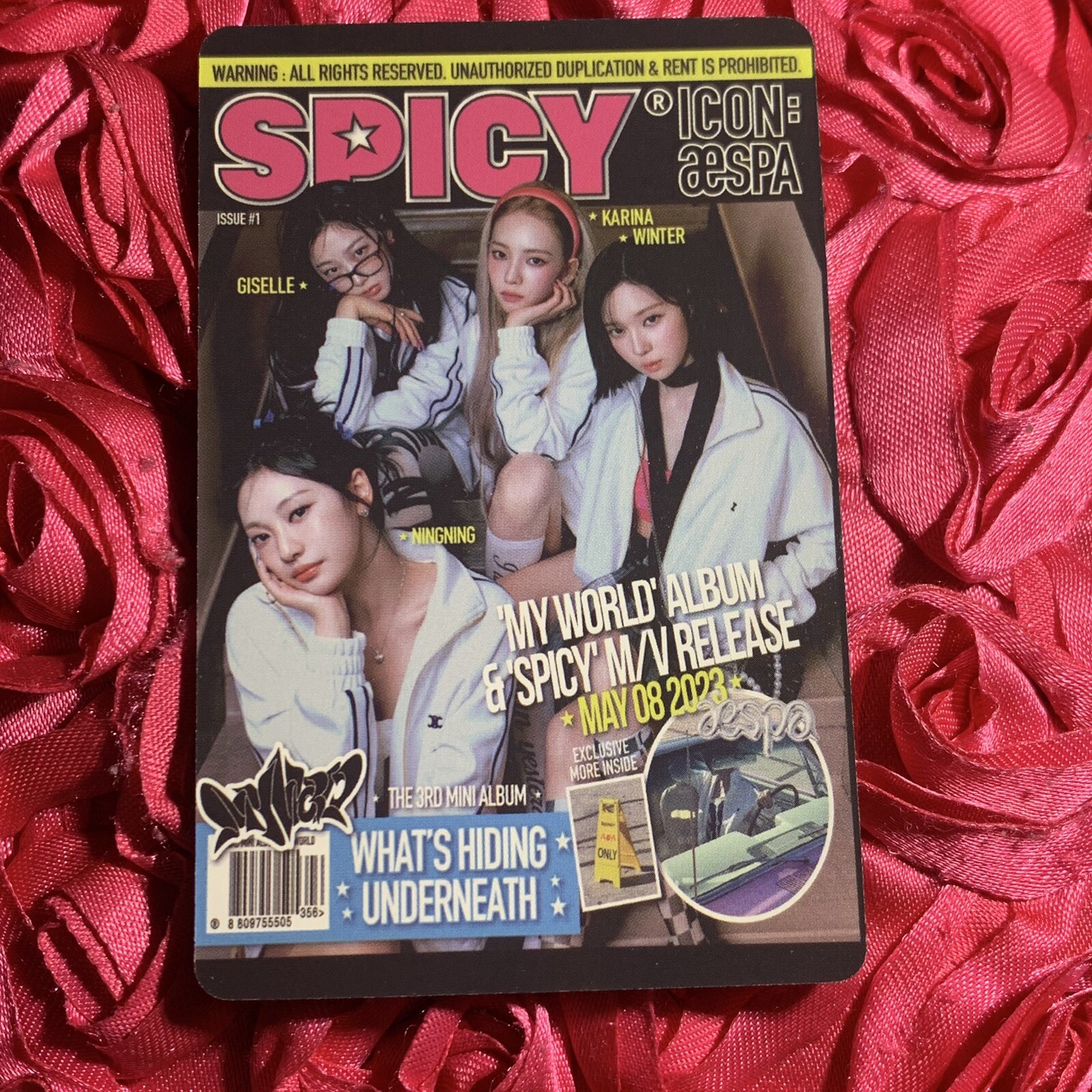 AESPA SPICY Edition Kpop Girl Photo Card Group Spicy Pink